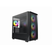 MONTECH X5M - Micro ATX Gaming PC Case, High Airflow, 4x120mm ARGB Fans Pre-installed, Glass Side Panel, Carbon Fiber Print Accents, Black