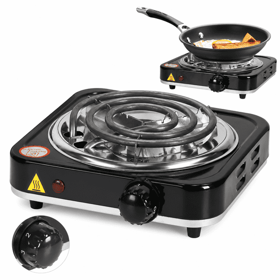 MONTERA 1000W Single Burner, Portable Electric Cooktop Camping Stove Mini Hot Plate Heating