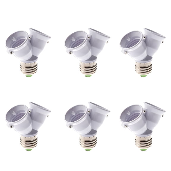 MONTERA 2 in 1 E26/E27 Light Socket Splitter Adapter,E26 E27 Standard Medium Base Bulbs in One Socket Y-Shape Lamp Holder Converter,Maximum 60W and 120 Heat Resistant Light Bulb Splitter,6 Packs