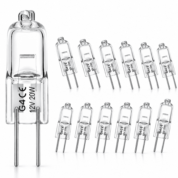 MONTERA 2026 New 12V 20W Halogen Light Bulbs 2 Pin, G4 Light Bulbs Replacement for Under Cabinet Puck Light, Chandeliers, Accent Lights, Track Lighting (12 Pack)