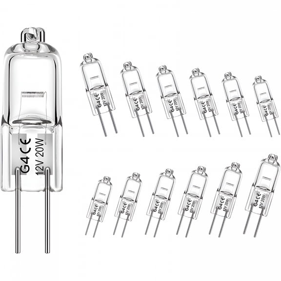 MONTERA 2026 New 12V 20W Halogen Light Bulbs 2 Pin, G4 Light Bulbs Replacement for Under Cabinet Puck Light, Chandeliers, Accent Lights, Track Lighting (12 Pack)