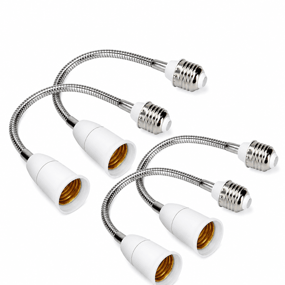 MONTERA 2026 New 4Pcs E27 to E27 Light Socket Extender Lamp Bulb Adapter Flexible Extension All-Directional Adjustable Standard Medium Light Bulb Socket Converter for Light Bulb Camera