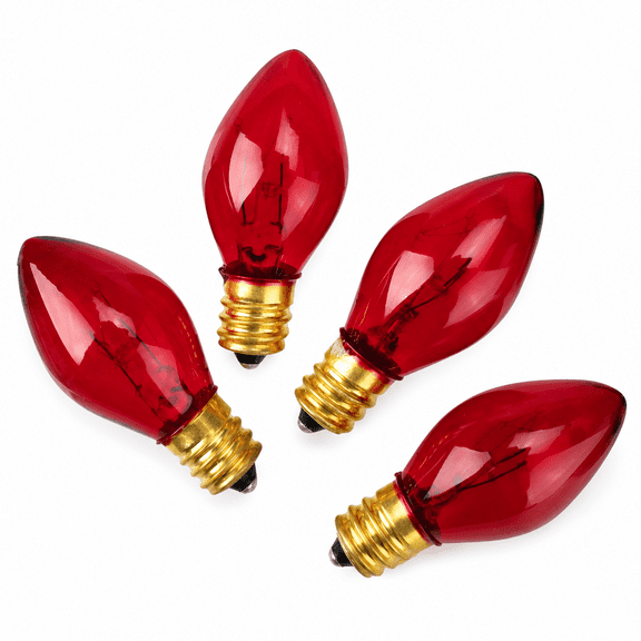 MONTERA 2026 New C7 Red Transparent 125V Replacement Light Bulb for Holiday Decor,String Lights,Party,Indoor,Outdoor (4-Pack)