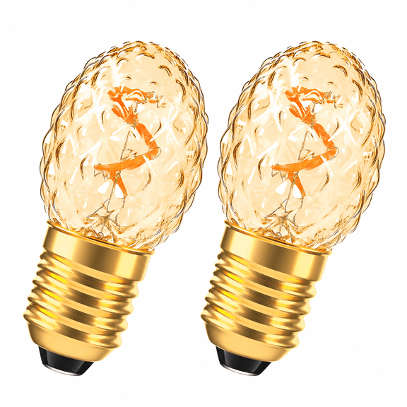 MONTERA E26 Low Watt Led Amber Light Bulbs,1W Mini Globe Edison Small Light Bulbs,2200K Warm White Decorative Nightlight Bulbs for Indoor Or Outdoor,Glass,80Lumens,2Pcs