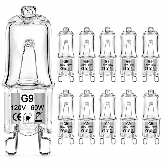 MONTERA G9 Halogen Bulb 60 Watt 120 Volt Dimmable T4 Jcd Type Bi-Pin Base for Chandeliers,Pendants,Cabinet Lights,Landscape Lights Replacement,Warm White (10 Pack)