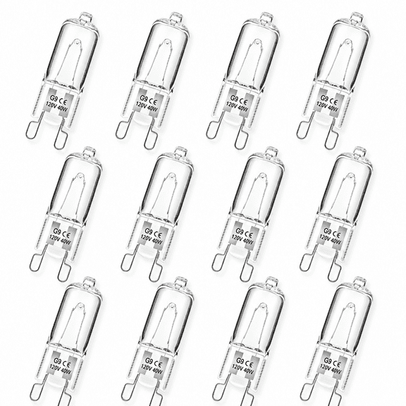 MONTERA G9 Halogen Light Bulbs 2 pin 120V 40W,Dimmable Long Lasting T4 JCD Type,G9 Bulb for Chandeliers,Microwave Oven,Range Hood Lights Warm White 12 Pack