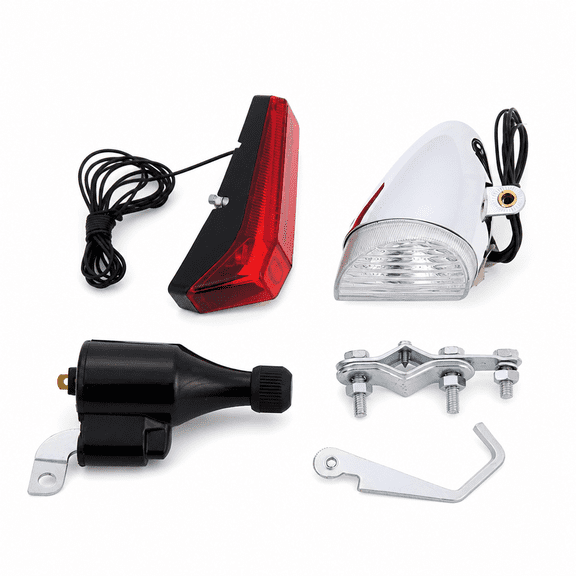 MONTERA Generator Friction Dynamo Bicycle light and Rear Light, Red and White