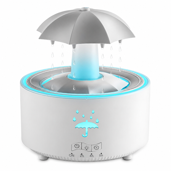 MONTERA Rain Umbrella Humidifier&Aroma Diffuser with Soothing Rain Sounds,Water Drip Effect,7 Colors Mood Light,Timer and Auto-Off,Ideal for Relaxation,Sleep,Home,Bedroom,Desk