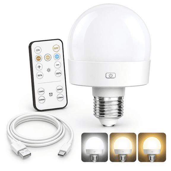 MONTERA Rechargeable Battery Operated Light Bulbs W/Remote Wireless E26 Led Bulb 1800Mah Wireless Light Bulb
