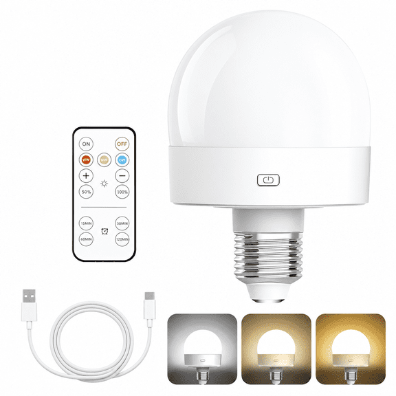 MONTERA Rechargeable Battery Operated Light Bulbs W/Remote Wireless E26 Led Bulb 1800Mah Wireless Light Bulb