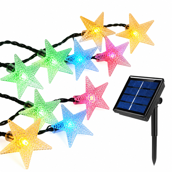 MONTERA Solar String Fairy Lights Outdoor,23ft 50 LED Waterproof Star Twinkle Decorative Lights for Garden,Patio Post,Deck,Canopy,Gazebo,Porch,Pergola,Balcony,Backyard Fence,Party Decor Multicolor