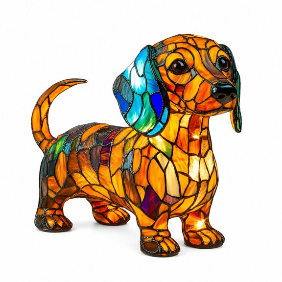 MONTERA Stained Glass Dog Lamp Dachshund Lamp Dogs Series Art LED Light Table Night Light Cute Pet Puppy Lamp Gift For Dog Lovers