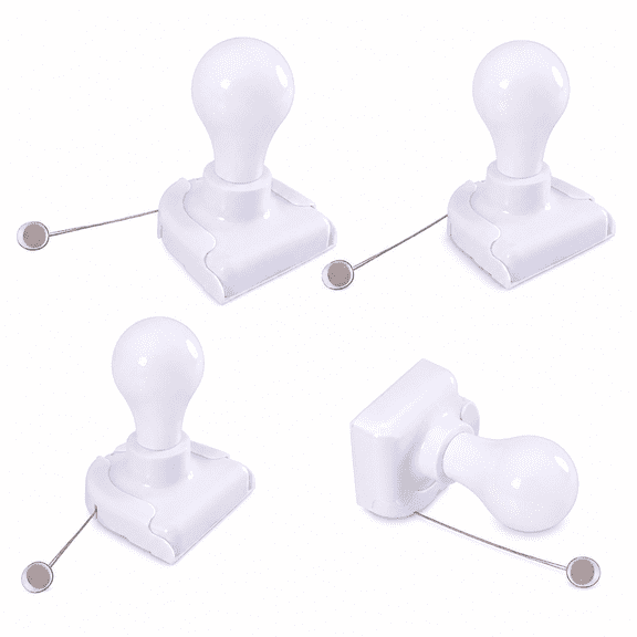 MONTERA Stick-Up Battery Operated Light Bulb,Battery Powered Wireless Smart Closet Light Bulb,Self Adhesive Wall Mounted Light Fixture with Pull Chain for Cabinet Bedroom Living Room Kitchen 4Pcs