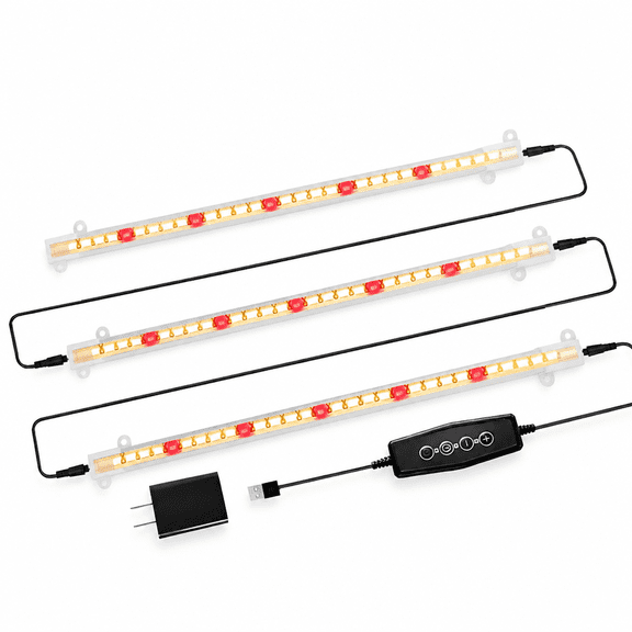 MONTERA String Lights Battery Operated LED Grow Light Strips 3500K Full White Lamp 40W 90 LEDs / 5 Dimmable Levels For Indoor Grow Hydroponics Succulent