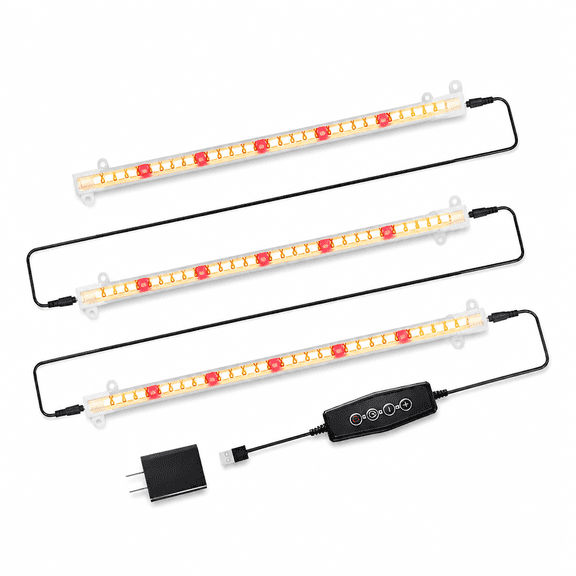 MONTERA String Lights Battery Operated LED Grow Light Strips 3500K Full White Lamp 40W 90 LEDs / 5 Dimmable Levels For Indoor Grow Hydroponics Succulent