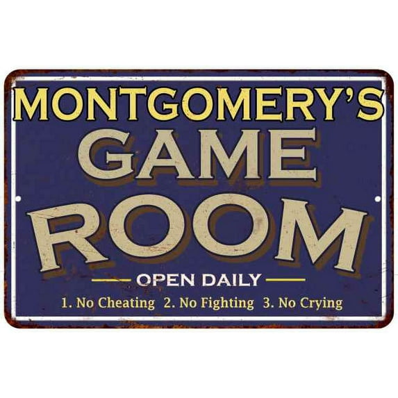 MONTGOMERY'S Blue Game Room Sign Metal Wall Decor 8x12 108120002303