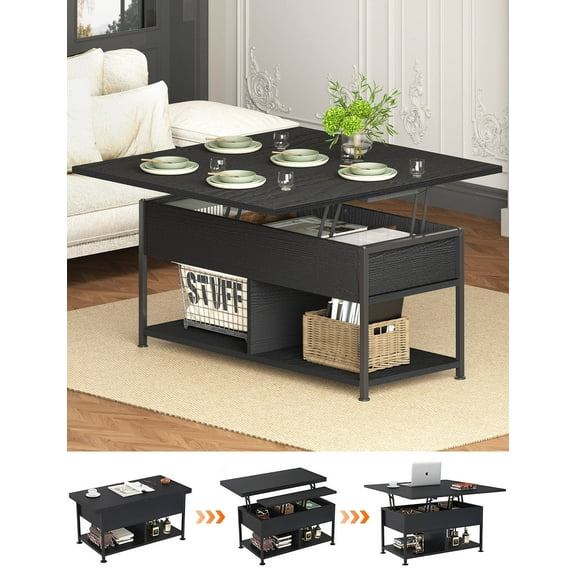 MONVANE 40" Lift Top Coffee Table with Storage for Living Room, Black