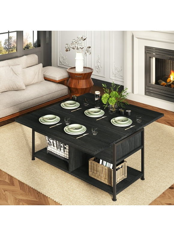 MONVANE 40" Lift Top Coffee Table with Storage for Living Room, Black