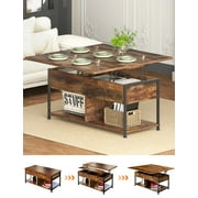 MONVANE 40 Lift Top Coffee Table with Storage for Living Room, Rustic Brown