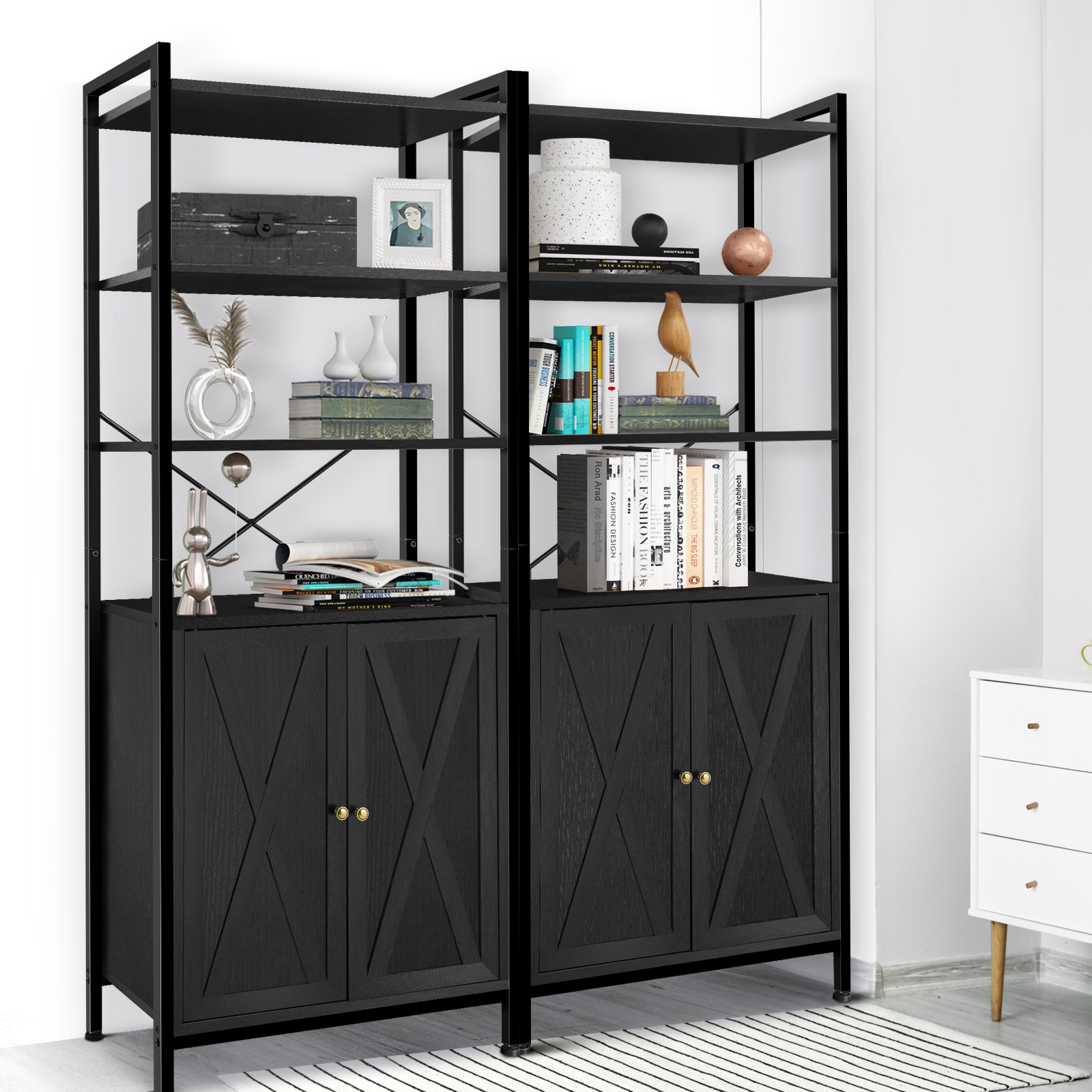 Mainstays 5Shelf Bookcase with Adjustable Shelves, True Black Oak