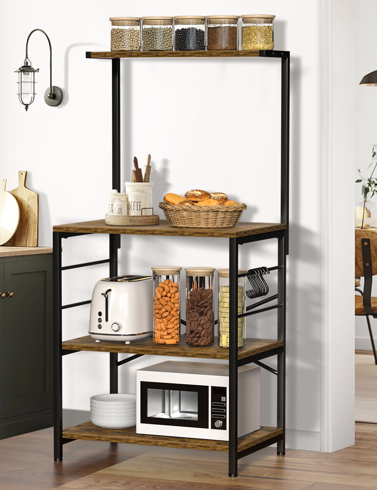 Clearance Sale! Kitchen Baker's Rack, 3-Tier Microwave Stand Different  Height Utility Storage Shelf Coffee Station Organizer Workstation for  Kitchen