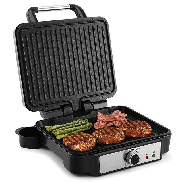 MONXOOK Panini Press Sandwich Maker, 4 Slices Panini Grill NonStick