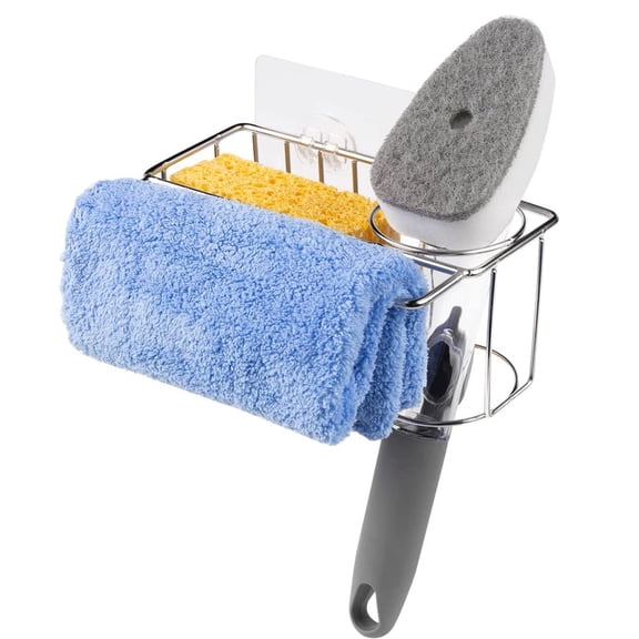 MOOCOO Kitchen Sponge Holder for Kitchen Sink, 3-in-1 Stainless Steel Sink Caddy