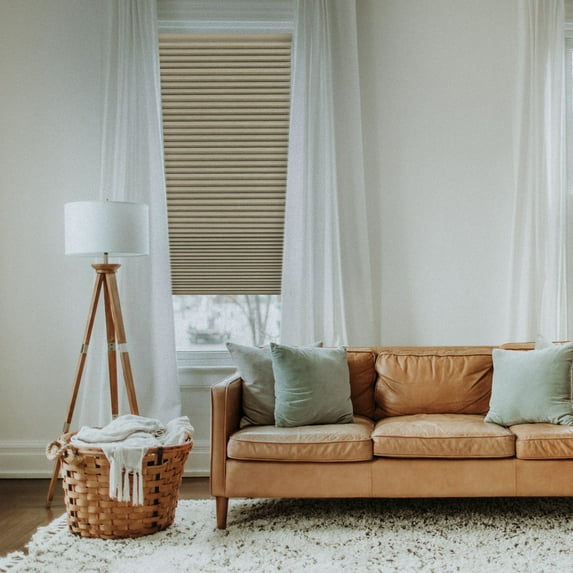 MOOD Blackout Cellular Shades | Luxury meets function | Cordless, Extra Large 1.5 Inch Cells, Insulation, Acoustic Comfort | Honeycomb Blinds for Windows | Amber | 59" Width x 24" Height