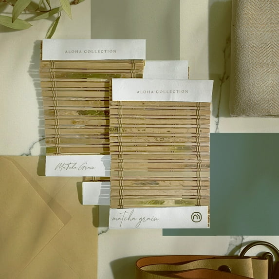MOOD Custom Bamboo Shades | ALOHA | Cordless Designer Natural Woven Wood Roman Shades for Windows | Aloha Collection | Swatch Samples