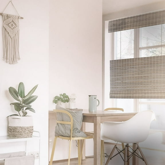 MOOD Custom Bamboo Shades | RUSTIC | Top Down Bottom Up Cordless | Natural Woven Wood Roman Shades for Windows | Rustic Oak (Great Privacy) | 19"W x 48"H