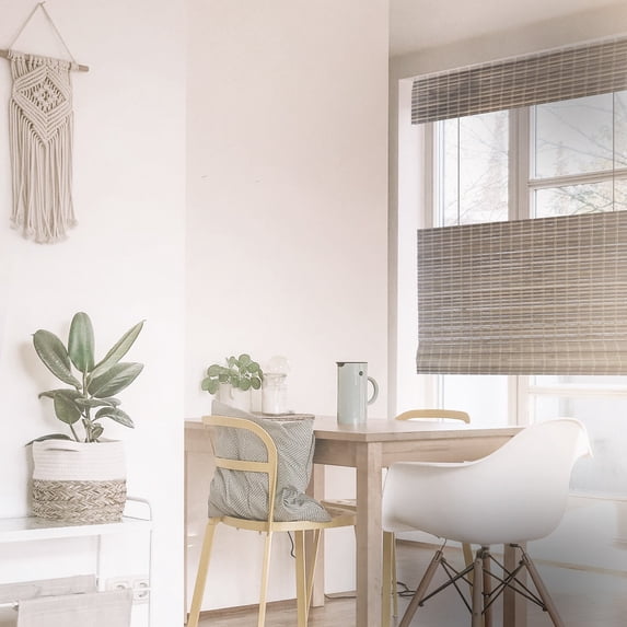 MOOD Custom Bamboo Shades | RUSTIC | Top Down Bottom Up Cordless | Natural Woven Wood Roman Shades for Windows | Rustic Oak (Great Privacy) | 31"W x 48"H