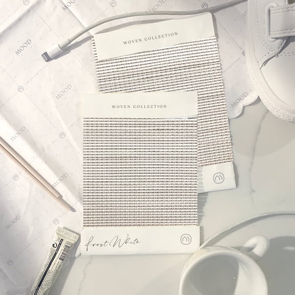 MOOD Custom Bamboo Shades | WOVEN | Cordless Designer Natural Woven Wood Roman Shades for Windows | Woven Frost White (Sheer) | 28"W x 72"H