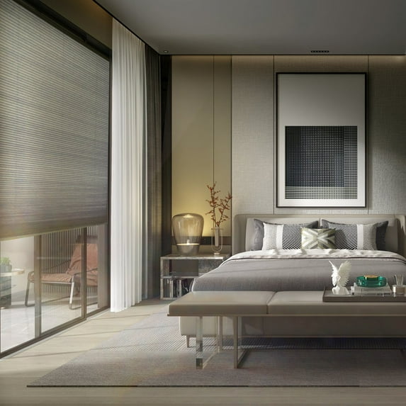 MOOD Custom Cellular Shades | Luxury meets function | Cordless, Beautiful Colors, Light Filtering, Insulation, Acoustic Comfort | Honeycomb Blinds for Windows | Moss | 47.5" Width x 72" Height