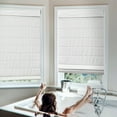 thumbnail image 1 of MOOD Custom Fabric Roman Shades for Windows | Cordless + Designer Styles with Thermal Backing | 36.5 inches wide blinds for Bedroom Living Room Doors and Homes | Pure White (Privacy) | 36.5"W x 36"H, 1 of 5