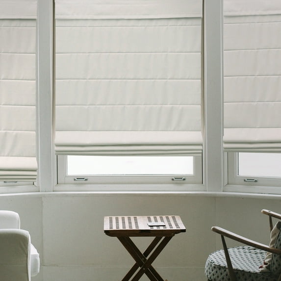 MOOD Custom Fabric Roman Shades for Windows | Cordless + Designer Styles with Thermal Backing | 47.5 inches wide blinds for Bedroom Living Room Doors and Homes | Calm Cotton (Privacy) | 47.5"W x 84"H