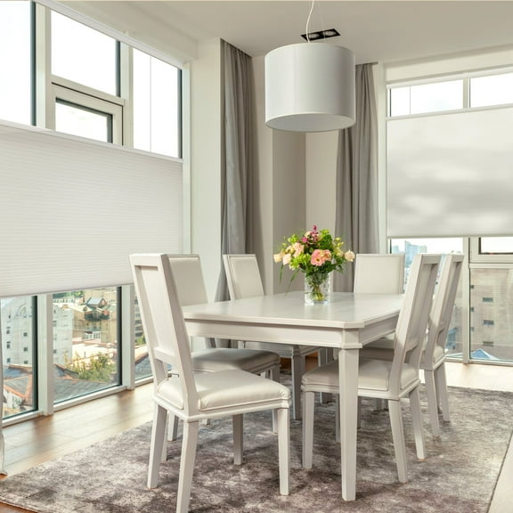 MOOD Top Down Bottom Up Cellular Shades | Luxury meets function | Cordless, Light Filtering, Insulation, Acoustic Comfort | Honeycomb Blinds for Windows | Warm White | 24.5" Width x 60" Height