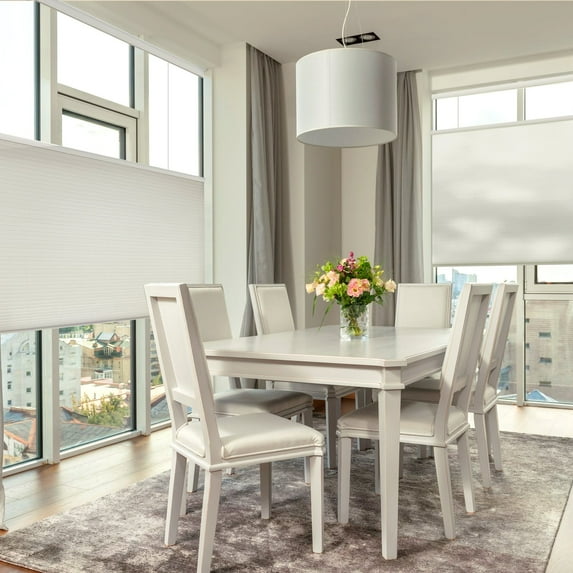 MOOD Top Down Bottom Up Cellular Shades | Luxury meets function | Cordless, Light Filtering, Insulation, Acoustic Comfort | Honeycomb Blinds for Windows | Warm White | 32.5" Width x 72" Height