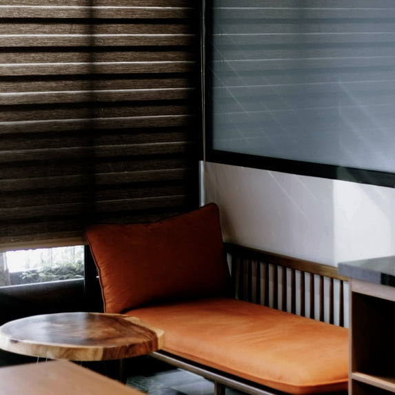 MOOD Zebra Shades for Windows | Custom Size + Cordless + Durable and Stylish Roller Shade | Day and Night Dual Layer Combi Blind | Charcoal (Light Filtering) | 34"W x 24"H