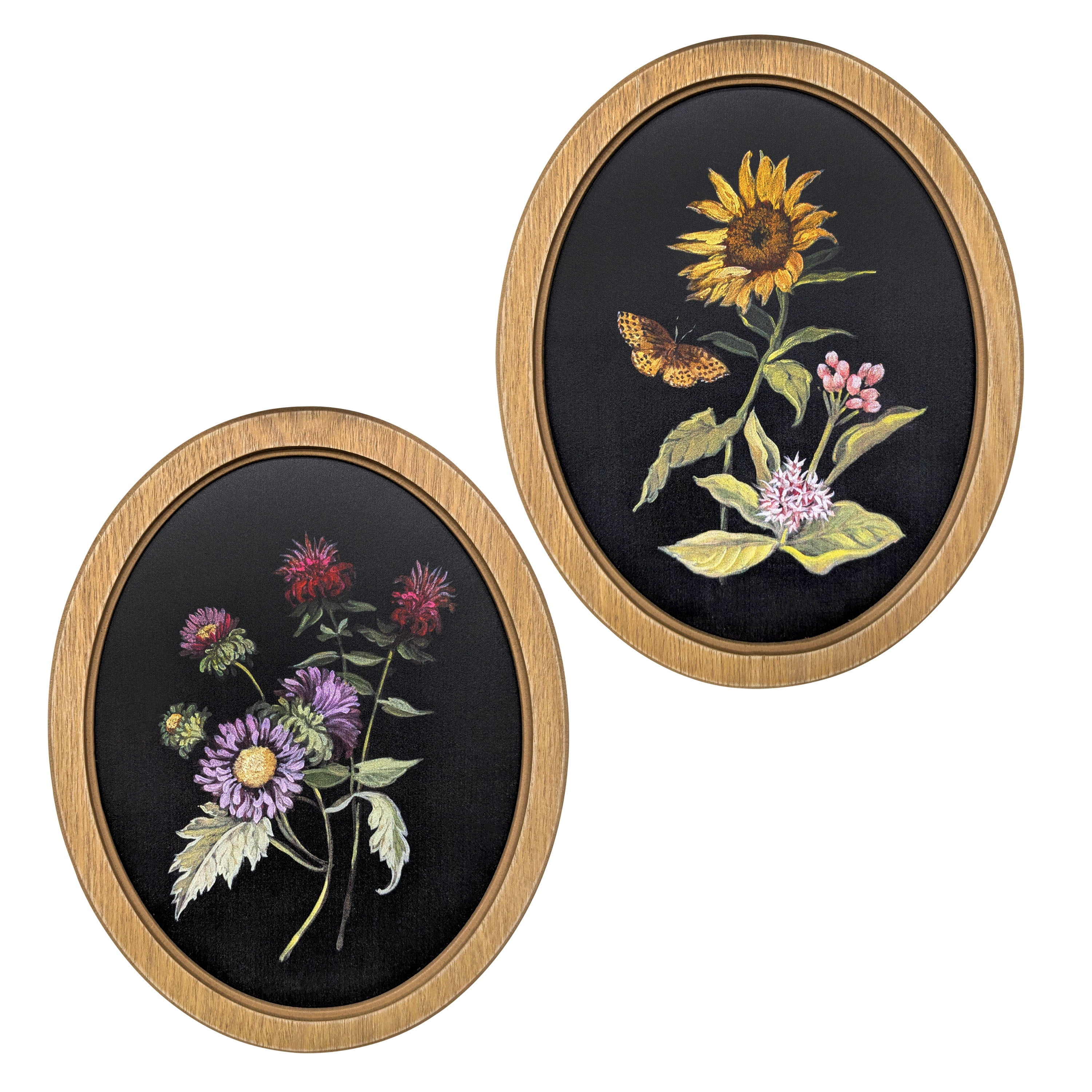 Bradley & Ballard Moody Botanical Oval Framed Wall Art Set, 8x10 Inch, 2 Pieces for Living Room, Bedroom, Dining Room and Office