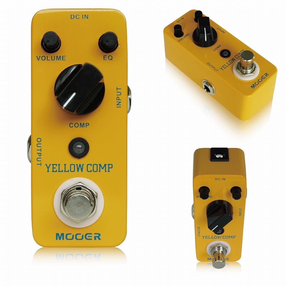 MOOER Compressor Pedal Yellow Comp Mini Portable Compression with True Bypass EQ and Volume Adjustable Classic Optical Compressor Pedals for Electric Guitar Bass