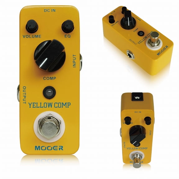 MOOER Compressor Pedal Yellow Comp Mini Portable Compression with True Bypass EQ and Volume Adjustable Classic Optical Compressor Pedals for Electric Guitar Bass