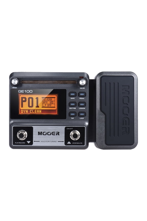 MOOER GE100 Multi-Effects Guitar Pedal with 80 Presets 66 Effects Loop and 40 Drum Rythm Distortion Expression Volume Wah Pedal Tap Tempo Headphone Out LED Screen Tuner