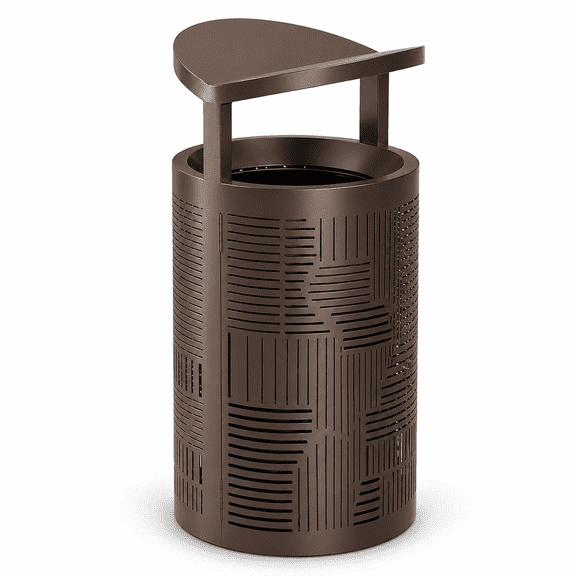 MOOFI 11 Gallon Commercial Outdoor Waste Receptacle, Taupe Gray Metal Trash Can
