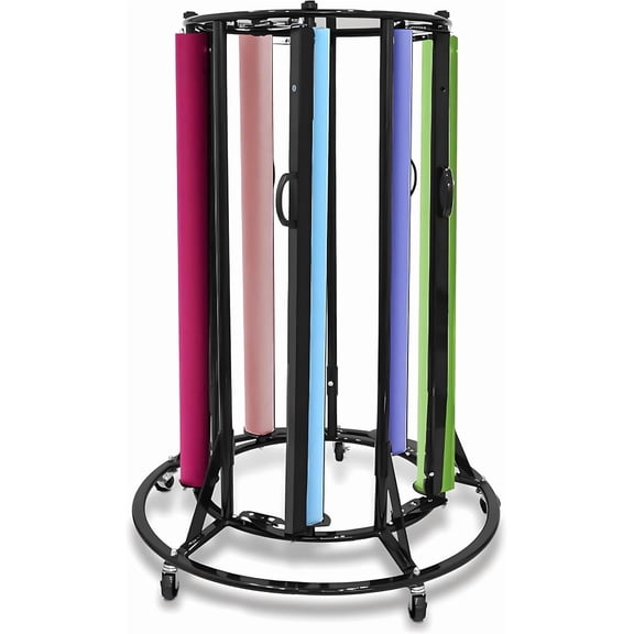 MOOFI 5-Roll Paper Roll Holder Dispenser with Cutter, Heavy Duty Metal Vertical Roll Stand with Locking Casters for Kraft Paper, Gift Wrap, Butcher Paper, 36 in Wide Rolls, Black