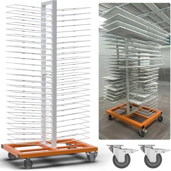MOOFI 50-Shelf Paint Drying Rack with Wheels, Large Heavy Duty Cabinet Door Drying Rack for Painted Panels, Wood Boards, Artwork, Studio, Workshop and Garage