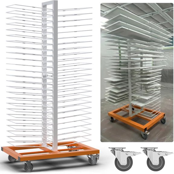 MOOFI 50-Shelf Paint Drying Rack with Wheels, Large Heavy Duty Cabinet Door Drying Rack for Painted Panels, Wood Boards, Artwork, Studio, Workshop and Garage