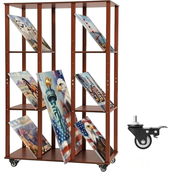 MOOFI Wooden Art Drying and Print Rack with Wheels, Adjustable Canvas Storage Rack for Prints, Posters, Panels and Frames