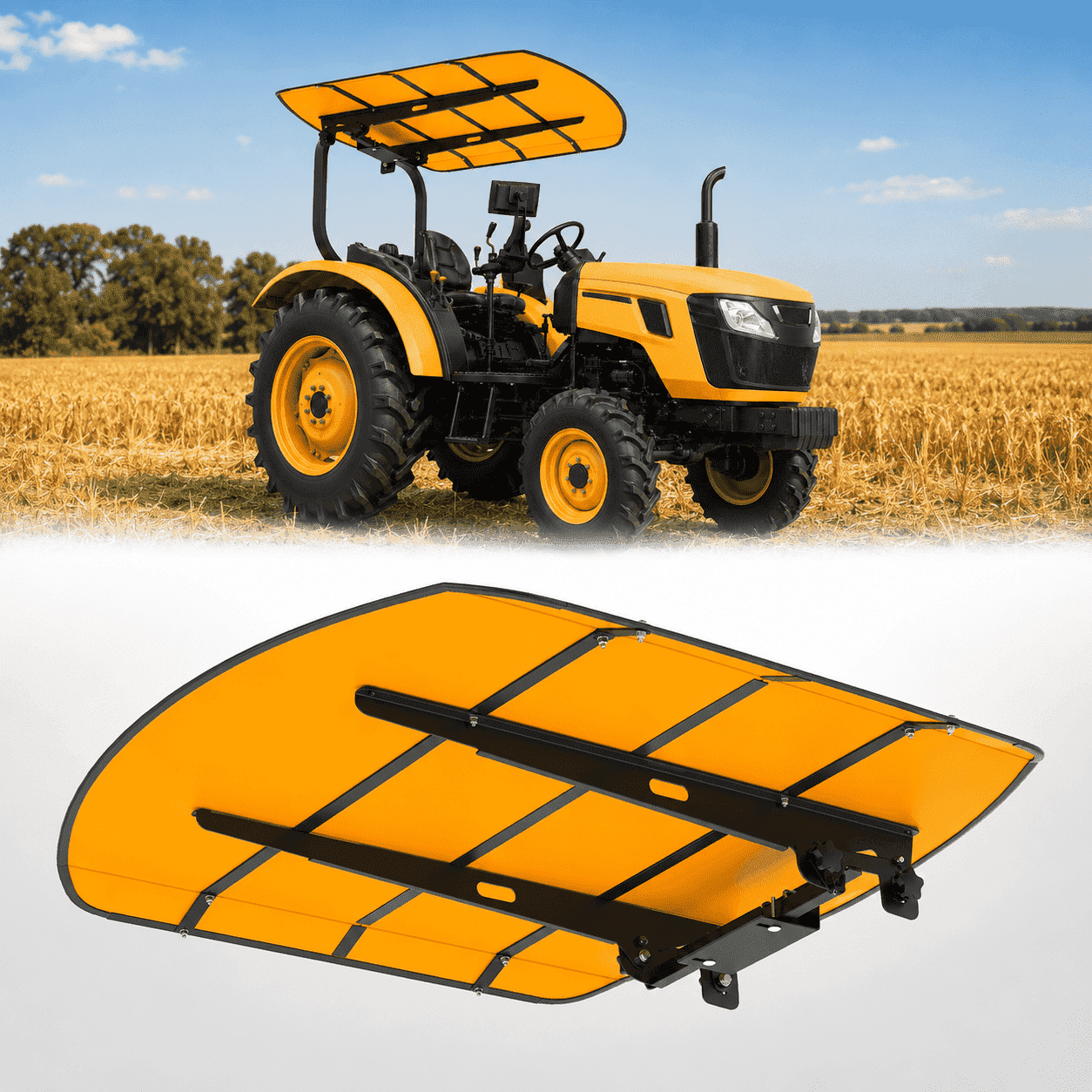 MOOFI Yellow Tractor Canopy for ROPS, 53 x 53 in Heavy Duty Hard Top UV ...