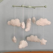 MOOGCO Boucle Baby Mobile, Cloud Moon and Star Nursery Mobile, Arm Not Included, Mint