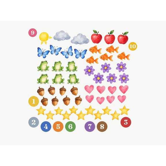 MOOGCO Counting Number Wall Decals, Set of 58 Peel and Stick Nursery Wall Stickers, Satin Finish Removable Kids Room Wall Art, 59"W x 59"H (150 x 150 cm)